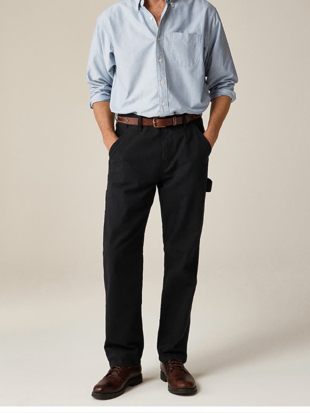 Men's Black Straight-Fit Work Pants